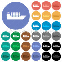 Freighter round flat multi colored icons