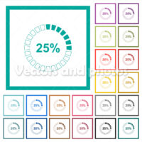 25 percent loaded flat color icons with quadrant frames