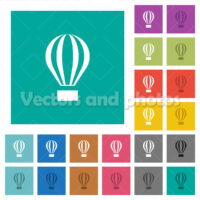 Air balloon square flat multi colored icons