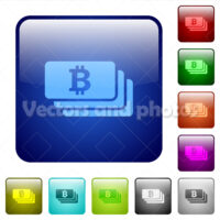 Bitcoin banknotes color square buttons Bitcoin banknotes color square buttons