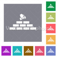 Building industry square flat icons