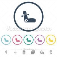 Car seat adjustment flat color icons in round outlines