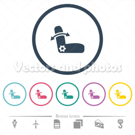 Car seat adjustment flat color icons in round outlines - Vectors and Photos