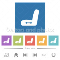 Car seat adjustment flat white icons in square backgrounds