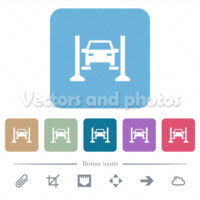 Car service flat icons on color rounded square backgrounds