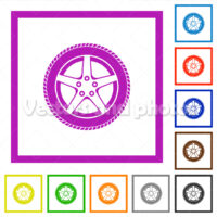 Car wheel flat framed icons