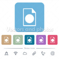 Certificate file flat icons on color rounded square backgrounds