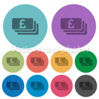 Color pound banknotes flat icons