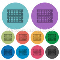 Color rack servers flat icons