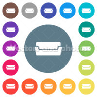 Couch flat white icons on round color backgrounds