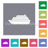 Cruise ship square flat icons