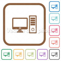 Desktop computer simple icons
