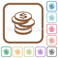 Dollar coins simple icons Dollar coins simple icons