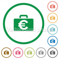 Euro bag outlined flat icons