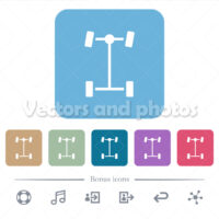 Front differential flat icons on color rounded square backgrounds