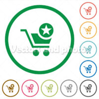 Mark cart item flat icons with outlines