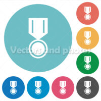 Medal with star flat round icons