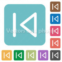 Media prev square flat icons