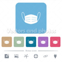 Medical face mask flat icons on color rounded square backgrounds Medical face mask flat icons on color rounded square backgrounds
