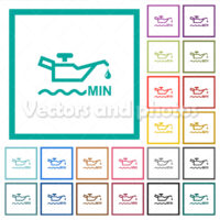 Oil level minimum indicator flat color icons with quadrant frames