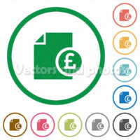 Pound report flat icons with outlines