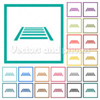 Railway flat color icons with quadrant frames Railway flat color icons with quadrant frames