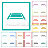 Railway flat color icons with quadrant frames