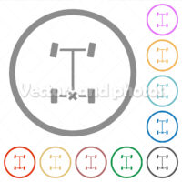 Rear differential lock flat icons with outlines
