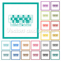 Roulette table flat color icons with quadrant frames Roulette table flat color icons with quadrant frames
