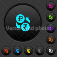 Ruble Rupee money exchange dark push buttons with color icons