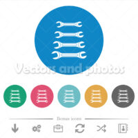 Set of wrenches flat round icons