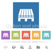 Single pallet flat white icons in square backgrounds