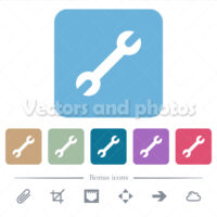 Single wrench flat icons on color rounded square backgrounds