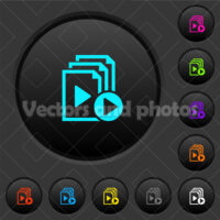 Start playlist dark push buttons with color icons