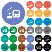 Train station round flat multi colored icons Train station round flat multi colored icons