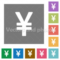 Yen sign square flat icons