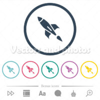 Rocket flat color icons in round outlines