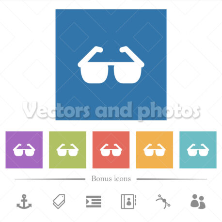 Sunglasses flat white icons in square backgrounds - Vectors and Photos