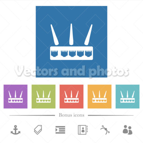 Wireless router flat white icons in square backgrounds - Vectors and Photos